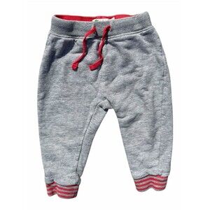 Baby Boden Gray Star Jogger Pants 12-18M Red Trim Drawstring Sweatpants Cotton